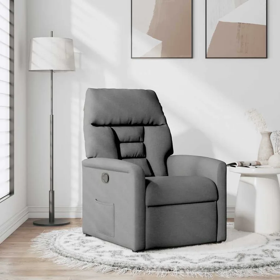 Fauteuil inclinable en tissu gris foncé - 2