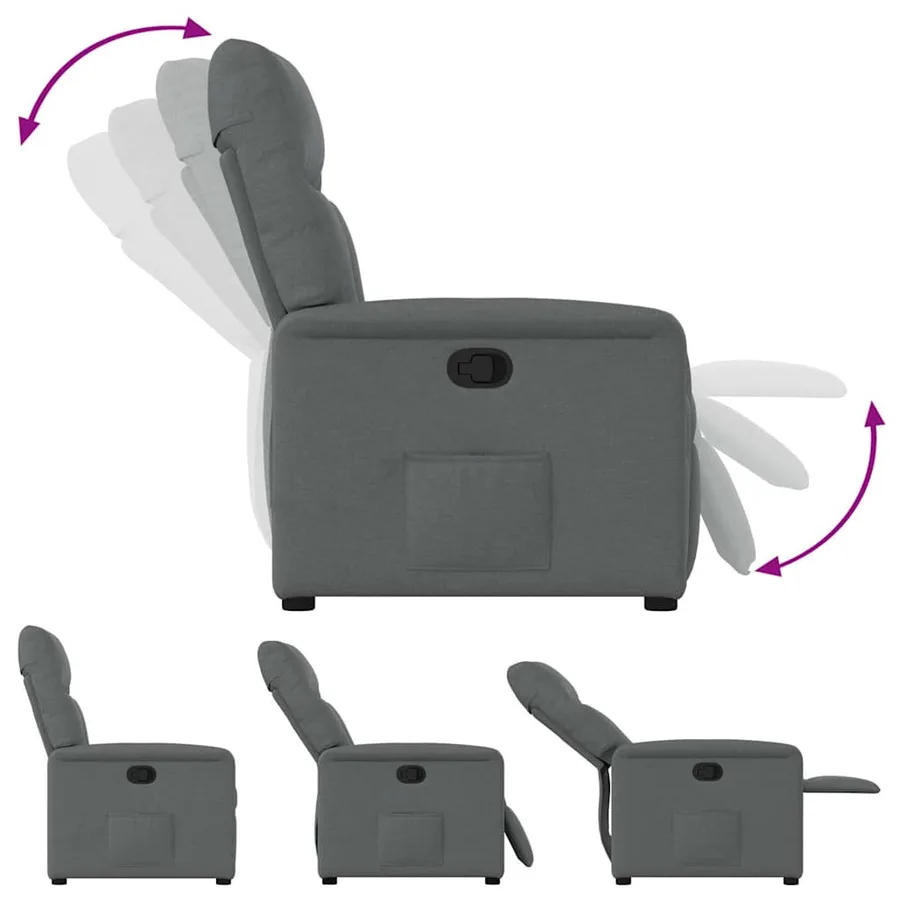 Fauteuil inclinable en tissu gris foncé - 6