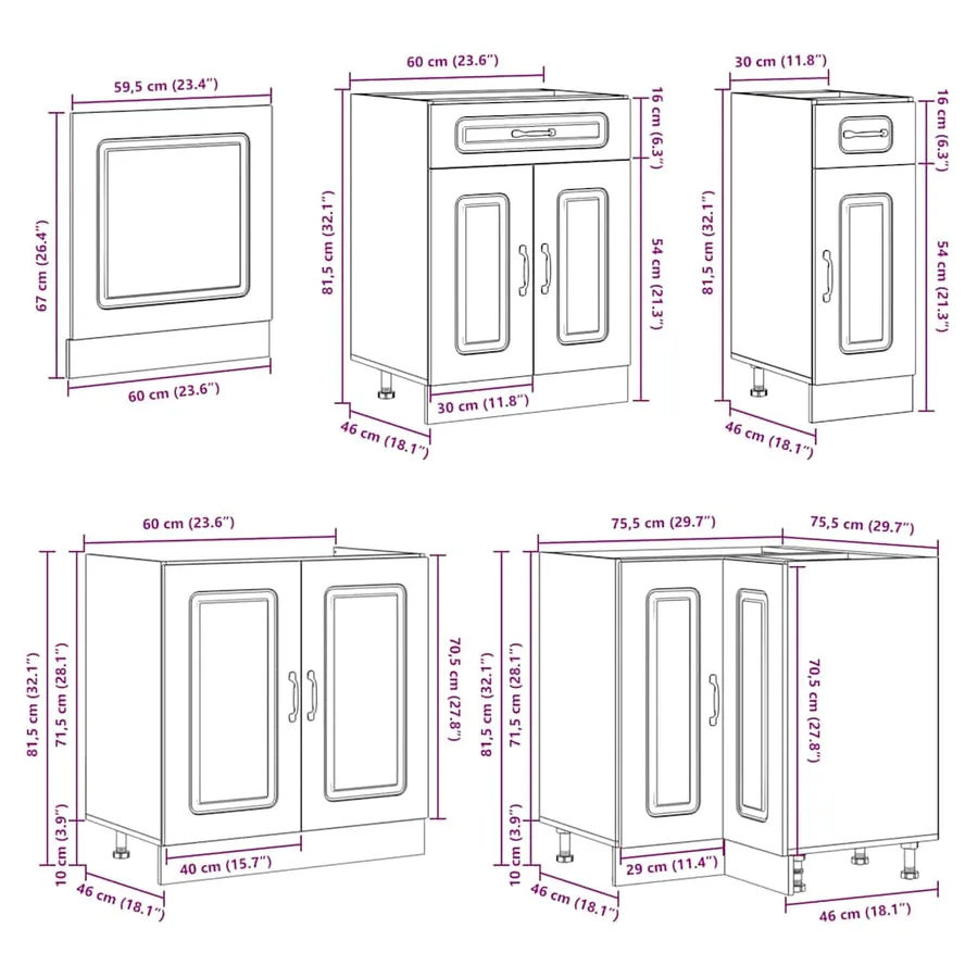 Ensemble d'armoires de cuisine 11 pcs Kalmar bois d'ingénierie - 10