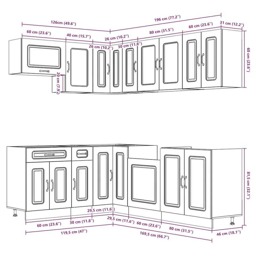 Ensemble d'armoires de cuisine 11 pcs Kalmar bois d'ingénierie - 8