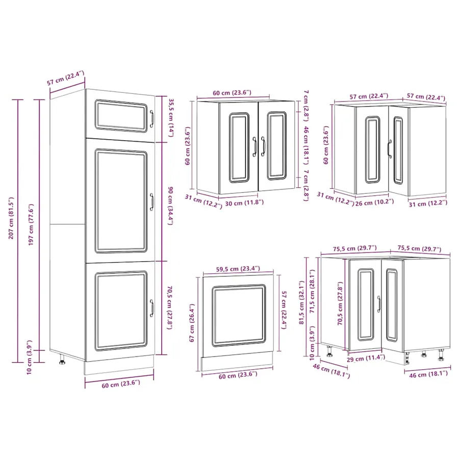 Ensemble d'armoires de cuisine 14 pcs Kalmar bois d'ingénierie - 10
