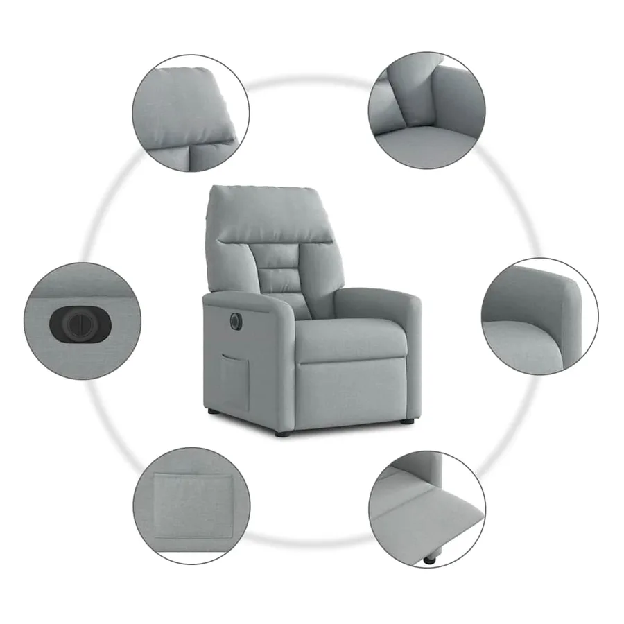Fauteuil inclinable électrique Gris clair Tissu - 10