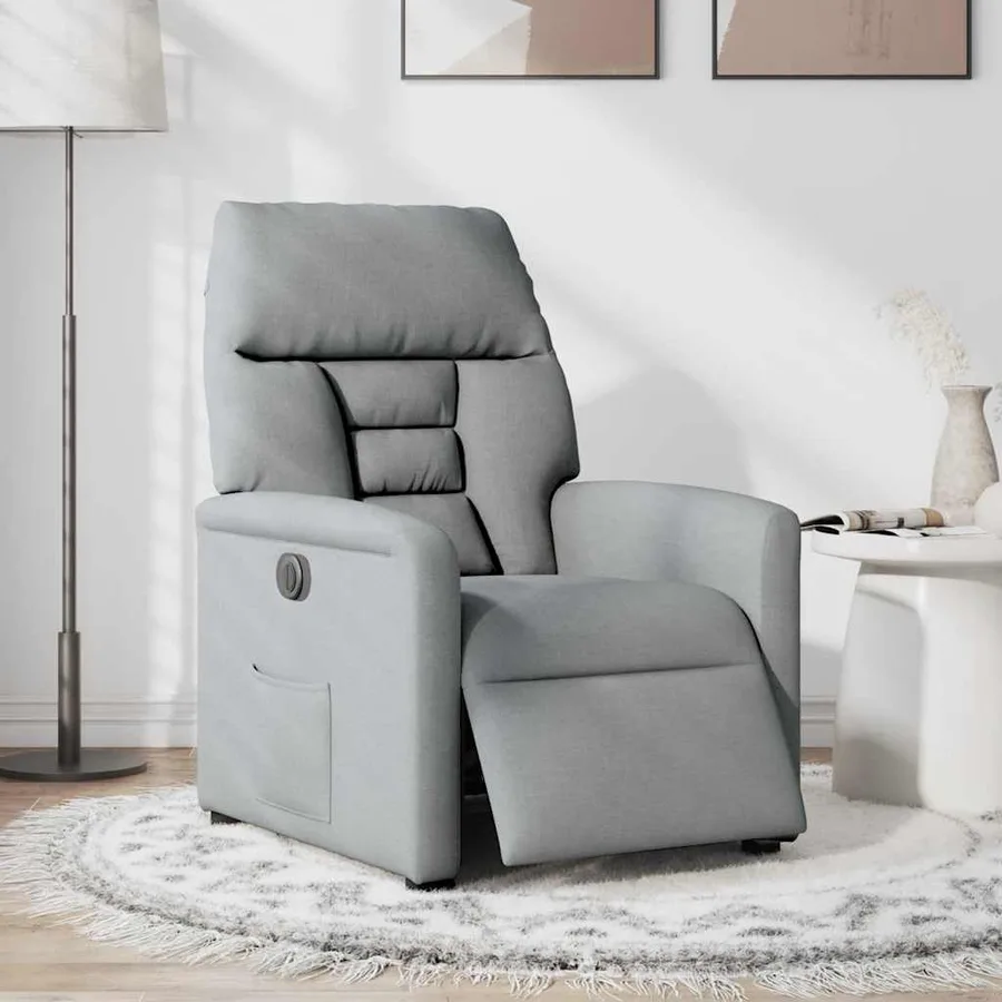 Fauteuil inclinable électrique Gris clair Tissu - 2