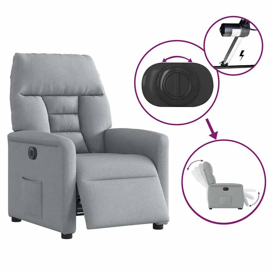Fauteuil inclinable électrique Gris clair Tissu - 9