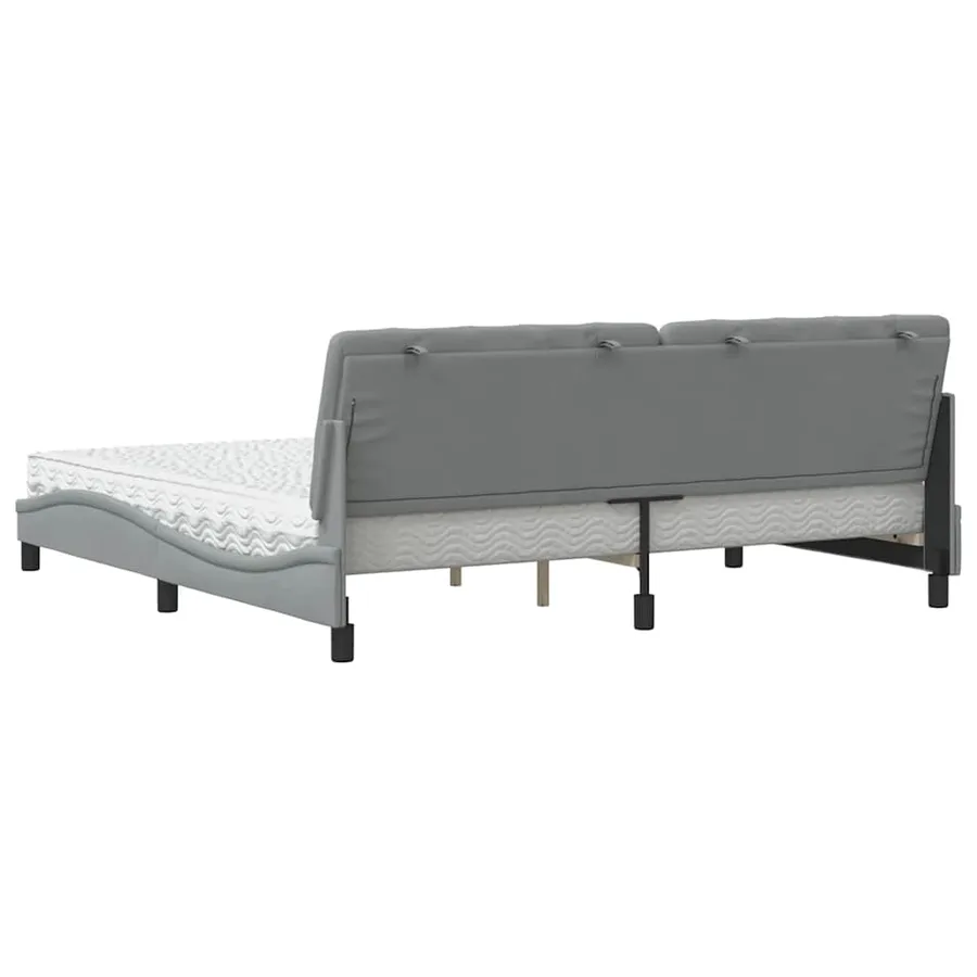 Lit avec matelas gris clair 200x200 cm tissu - 7