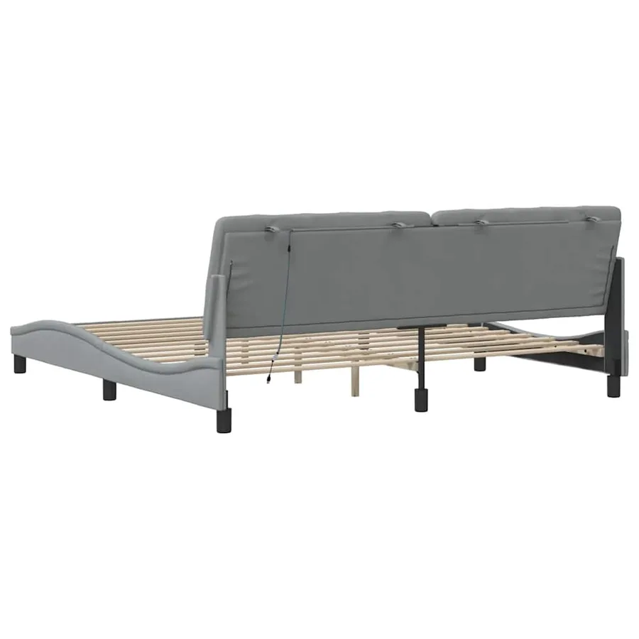 Cadre de lit avec LED sans matelas gris clair 200x200 cm tissu - 10