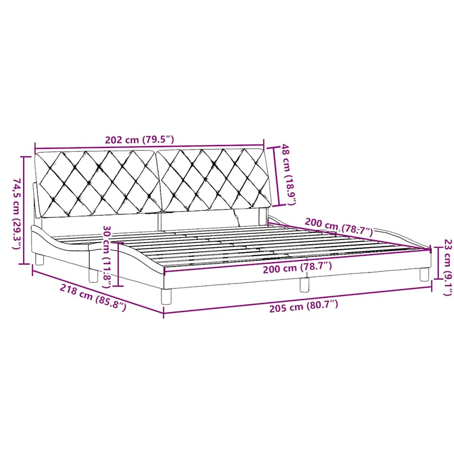 Cadre de lit avec LED sans matelas gris clair 200x200 cm tissu - 16