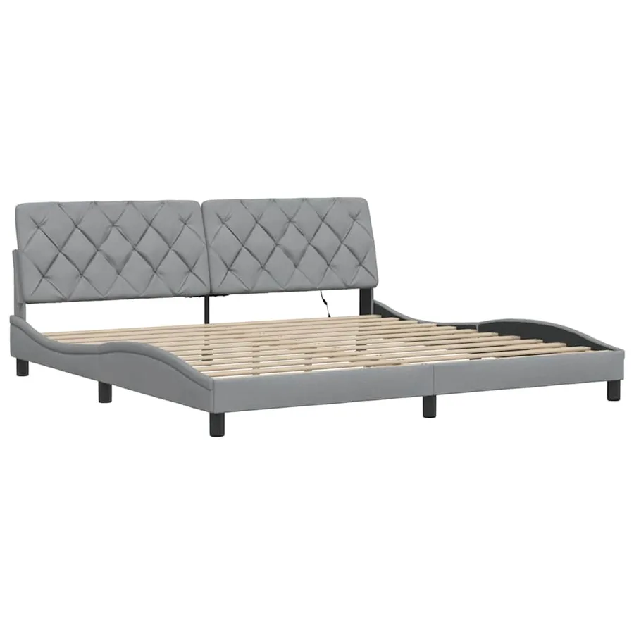 Cadre de lit avec LED sans matelas gris clair 200x200 cm tissu - 5