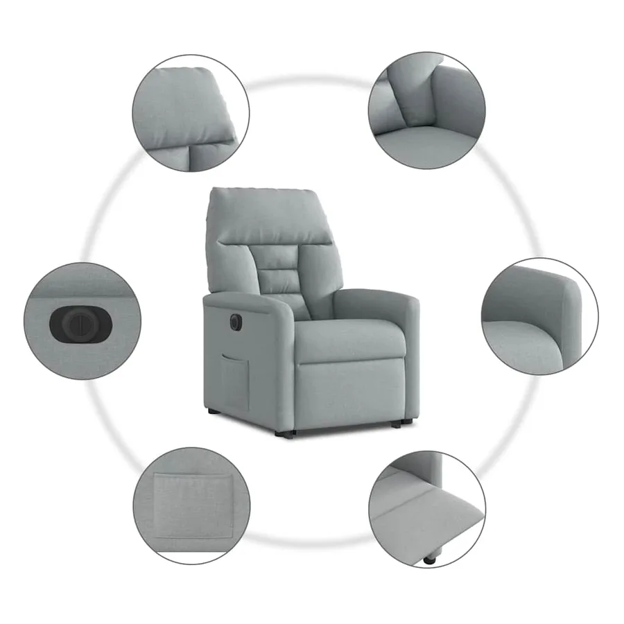 Fauteuil inclinable électrique gris clair tissu - 11