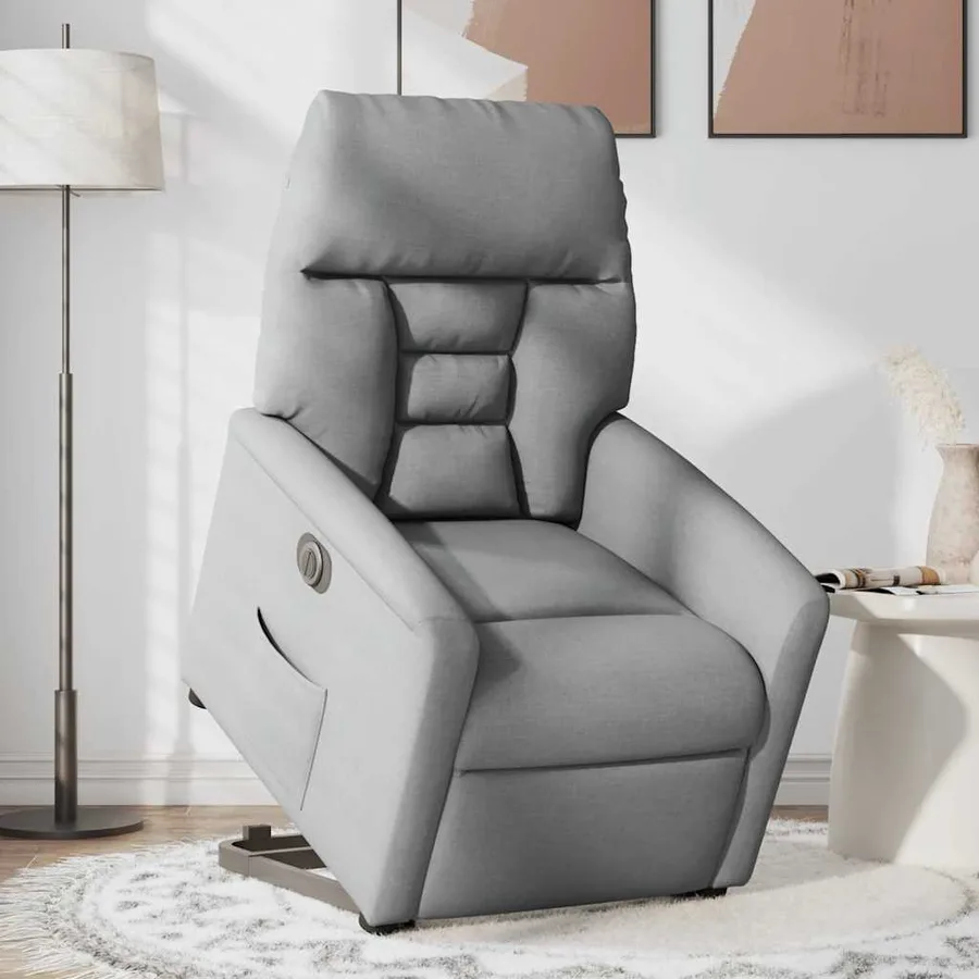 Fauteuil inclinable électrique gris clair tissu - 2