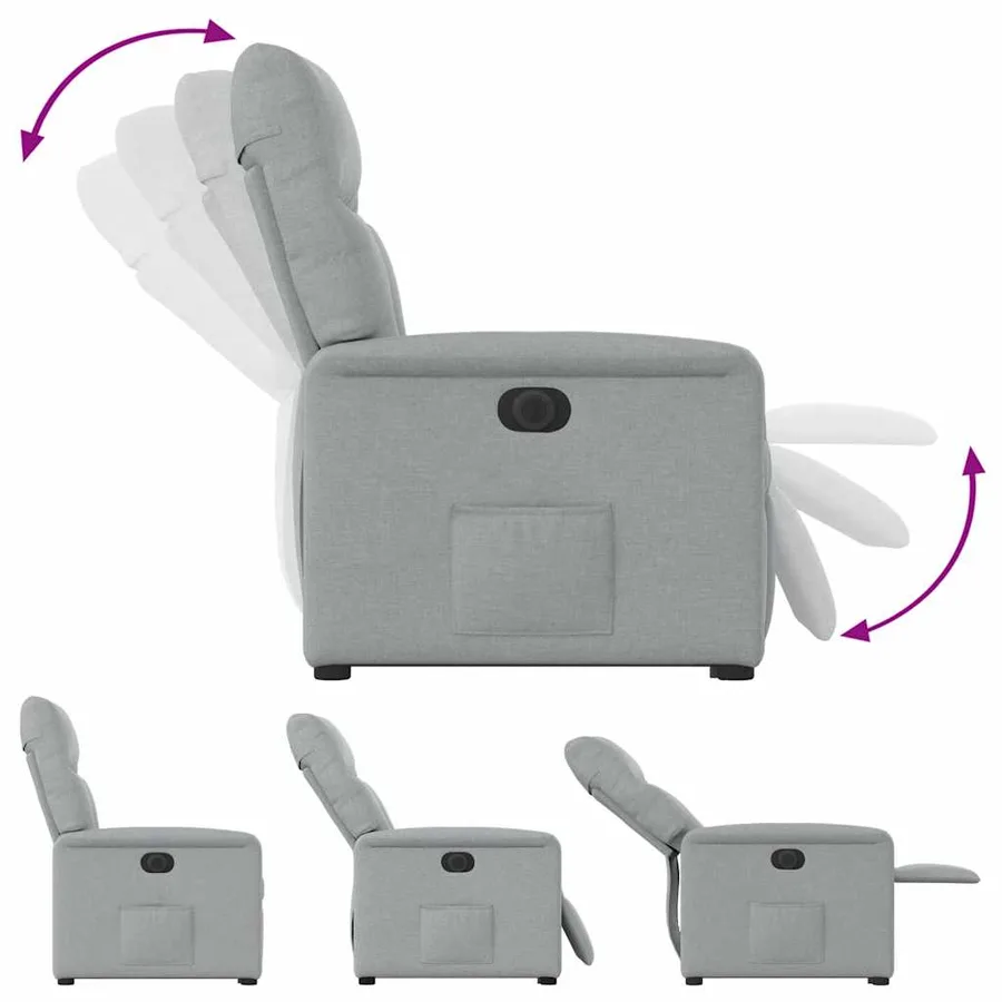 Fauteuil inclinable électrique gris clair tissu - 8