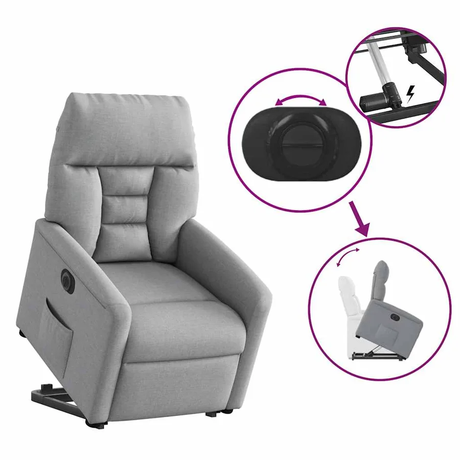 Fauteuil inclinable électrique gris clair tissu - 9
