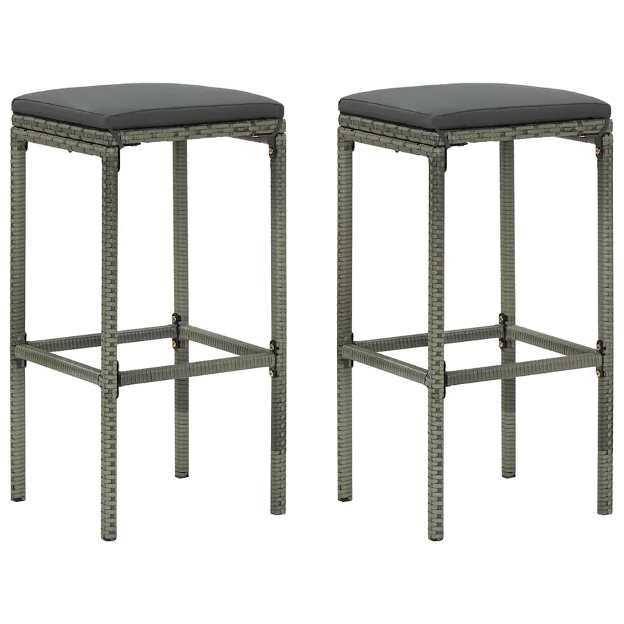 Ensemble de bar de jardin 3 pcs et coussins Résine tressée Gris - 7