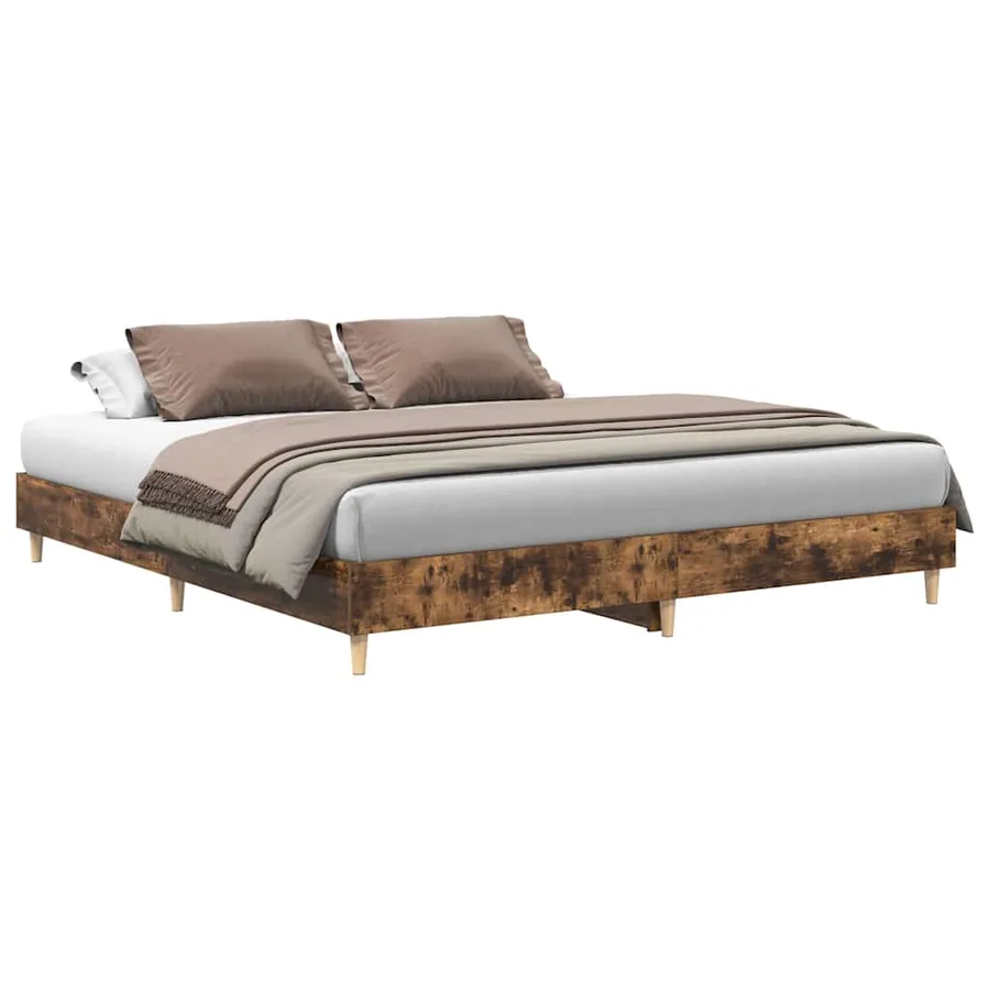 Cadre de lit sans matelas chêne fumé 180x200 cm - 2
