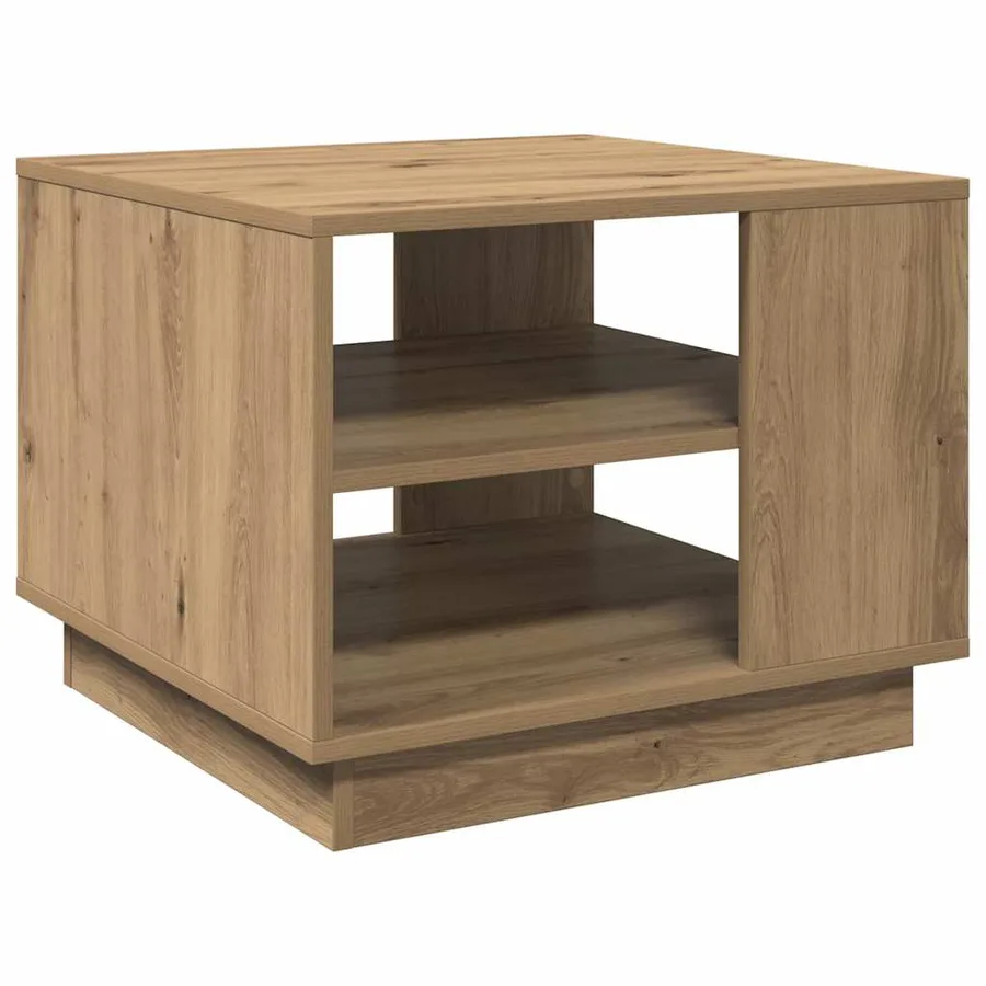 Table basse chêne artisanal 55x55x42 cm bois d'ingénierie - 2
