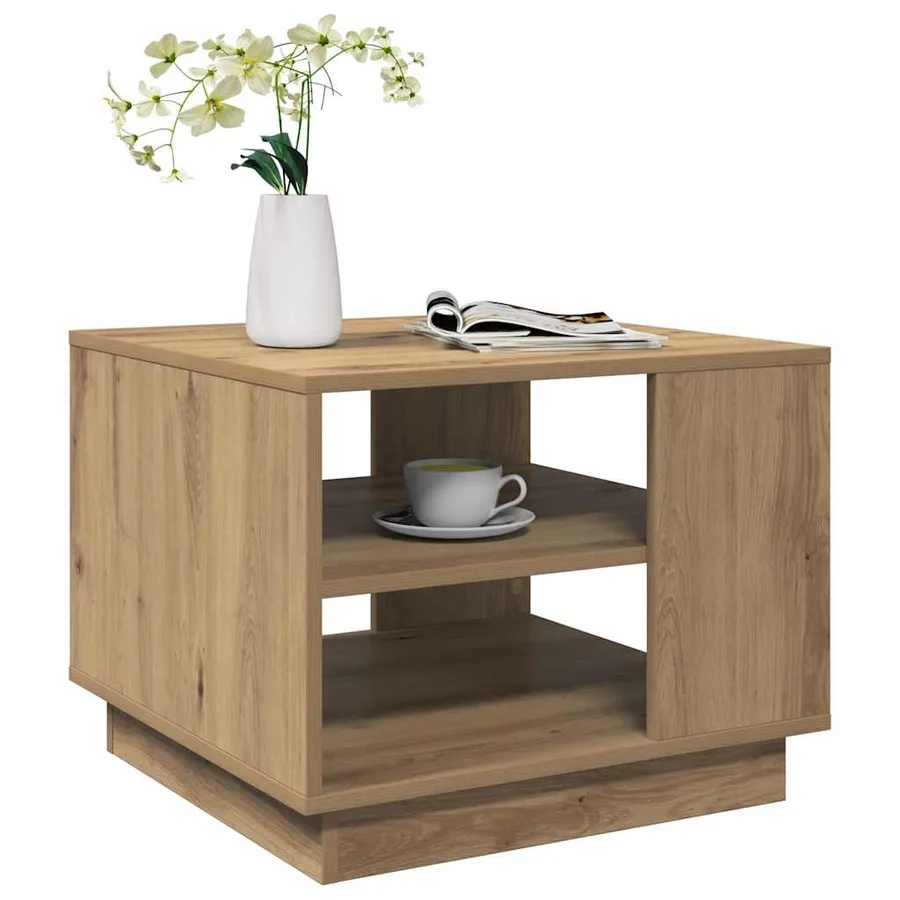 Table basse chêne artisanal 55x55x42 cm bois d'ingénierie - 3