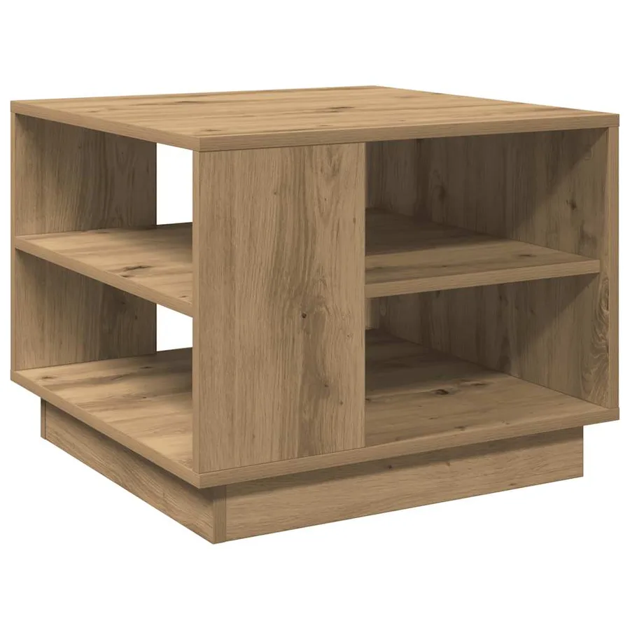 Table basse chêne artisanal 55x55x42 cm bois d'ingénierie - 5