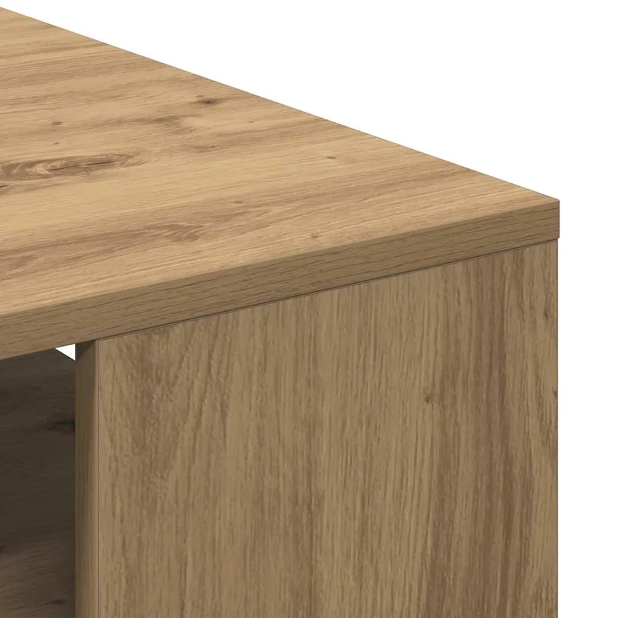 Table basse chêne artisanal 55x55x42 cm bois d'ingénierie - 7