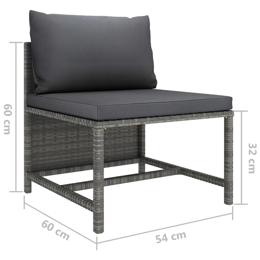 Salon de jardin 8 pcs avec coussins Résine tressée Gris - 10