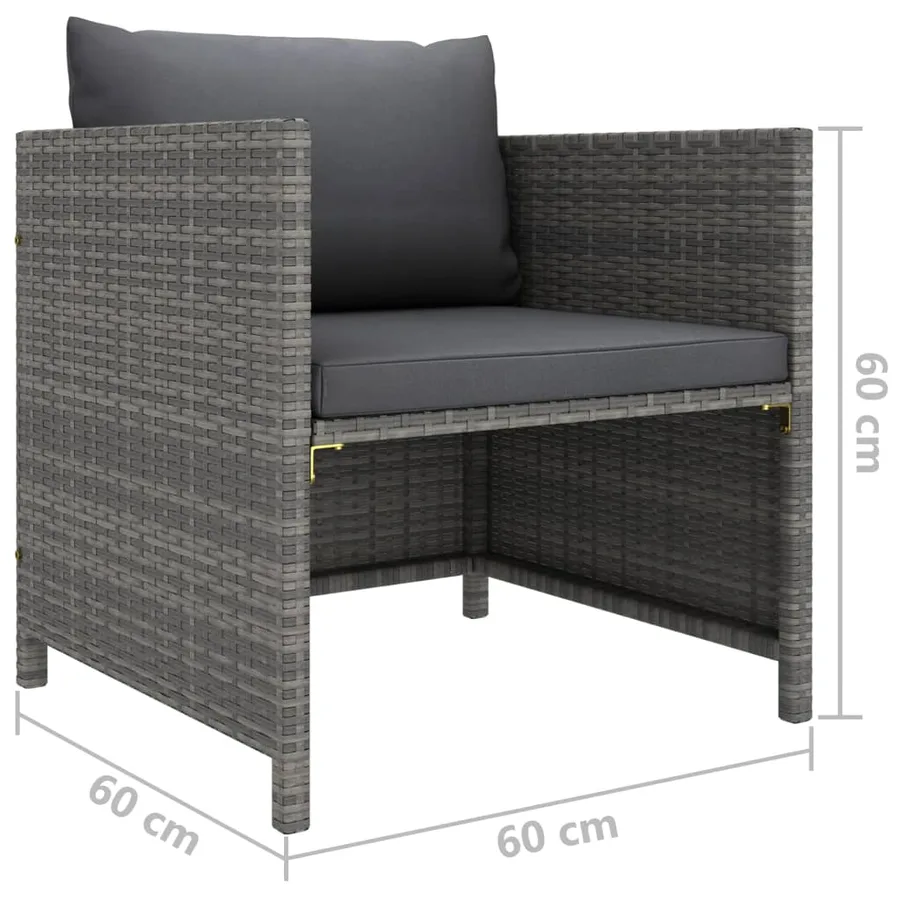 Salon de jardin 8 pcs avec coussins Résine tressée Gris - 11