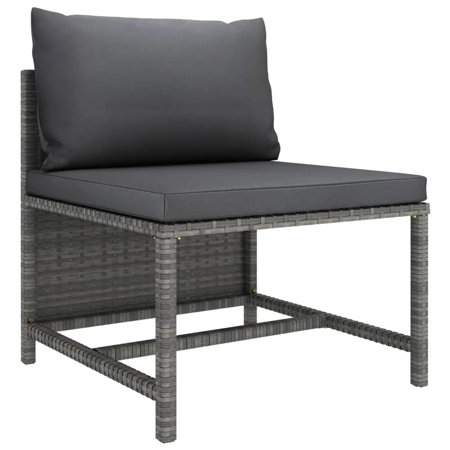 Salon de jardin 8 pcs avec coussins Résine tressée Gris - 4