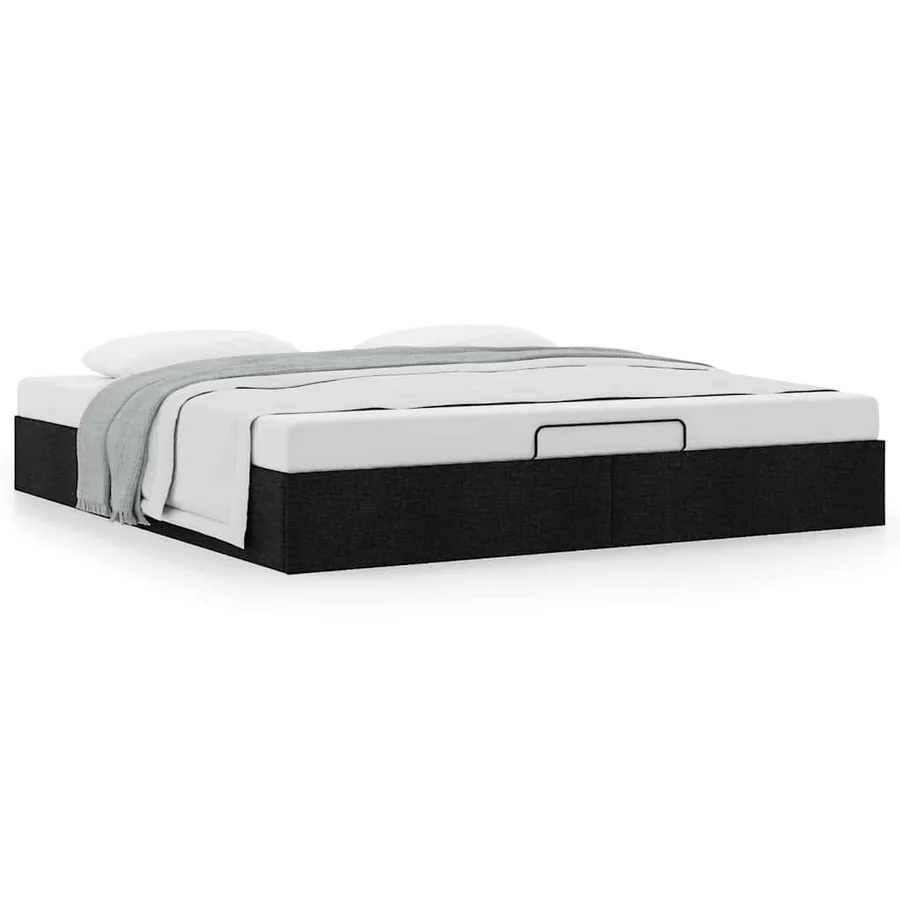 Cadre de lit ottoman sans matelas noir 160x200 cm tissu - 4