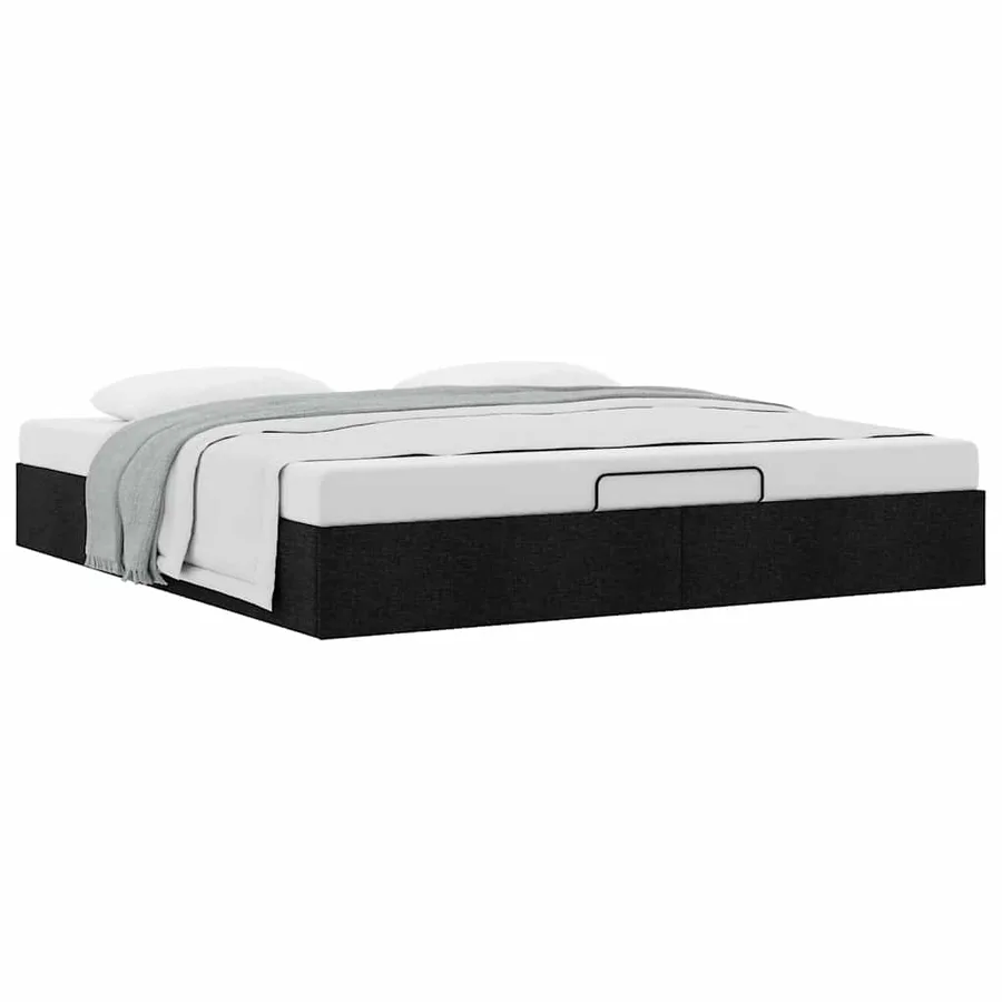 Cadre de lit ottoman sans matelas noir 160x200 cm tissu - 5