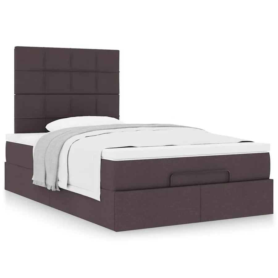 Cadre de lit ottoman avec matelas marron foncé 120x190 cm tissu - 4