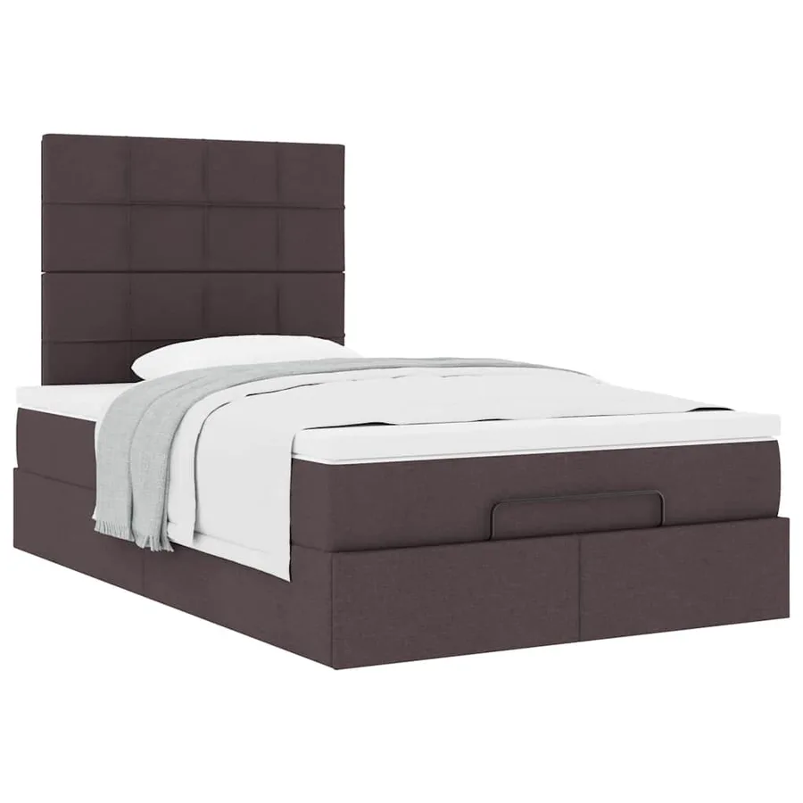 Cadre de lit ottoman avec matelas marron foncé 120x190 cm tissu - 5