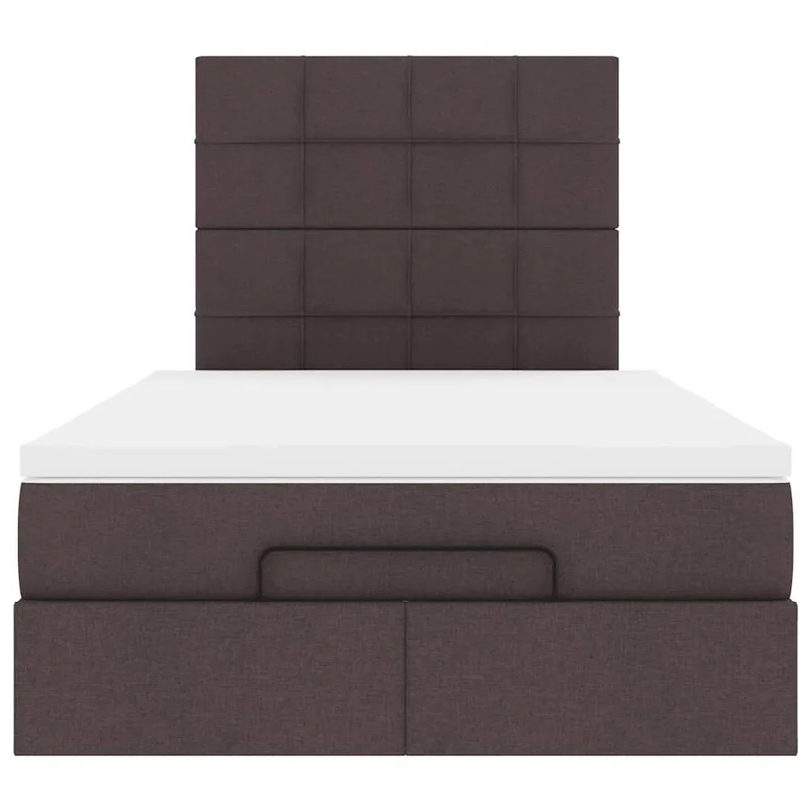 Cadre de lit ottoman avec matelas marron foncé 120x190 cm tissu - 7