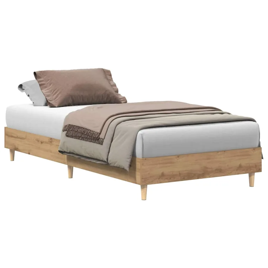 Cadre de lit sans matelas chêne artisanal 100x200 cm - 2