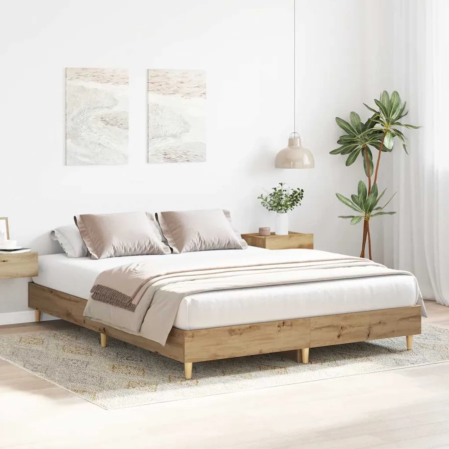 Cadre de lit sans matelas chêne artisanal 100x200 cm - 3