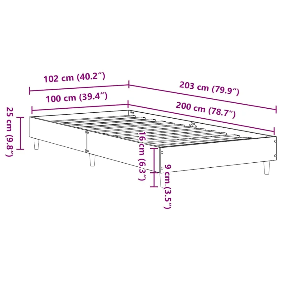 Cadre de lit sans matelas chêne marron 100x200 cm - 10