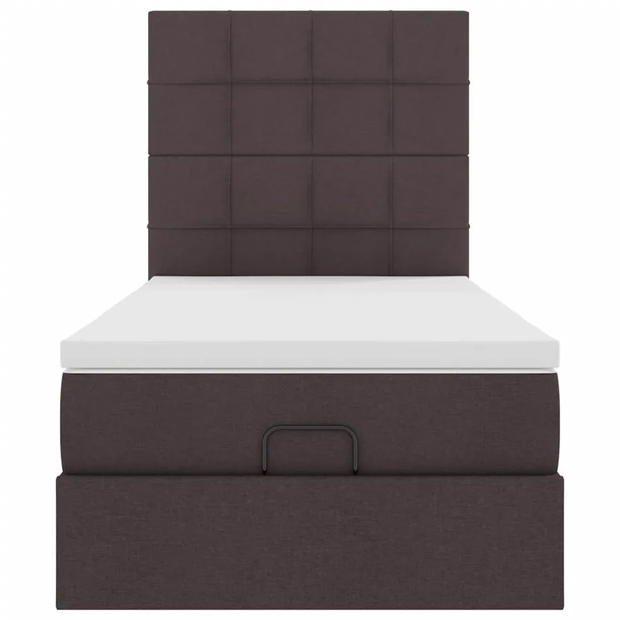 Lit ottoman avec matelas marron foncé 100x200 cm tissu - 7