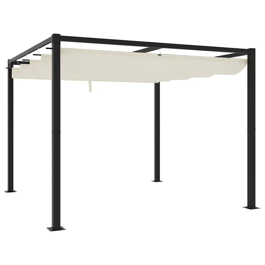 Tonnelle de jardin avec toit rétractable crème 3x3 m acier - 5