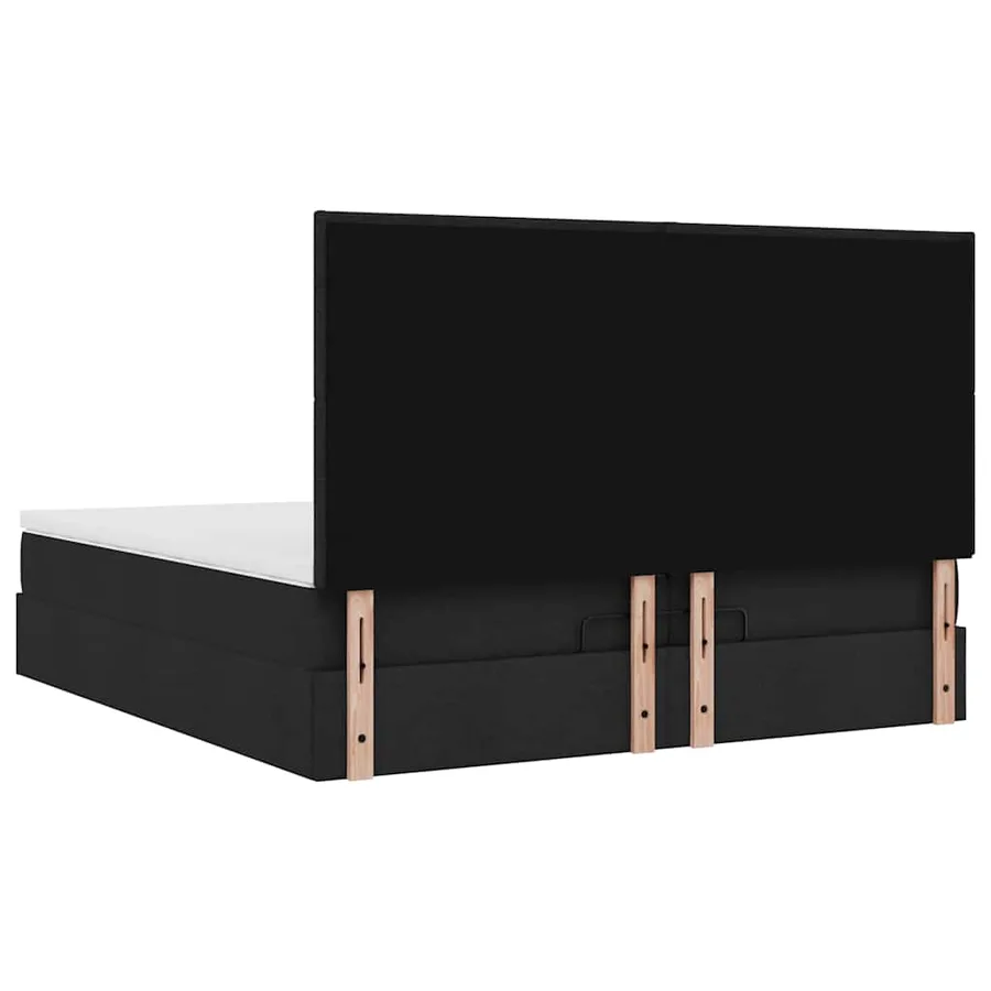 Cadre de lit ottoman avec matelas noir 200x200cm tissu - 11