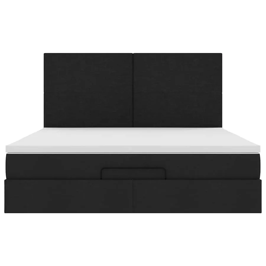 Cadre de lit ottoman avec matelas noir 200x200cm tissu - 7