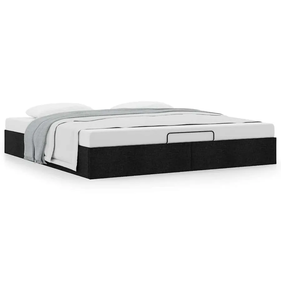 Cadre de lit ottoman sans matelas noir 180x200 cm tissu - 4