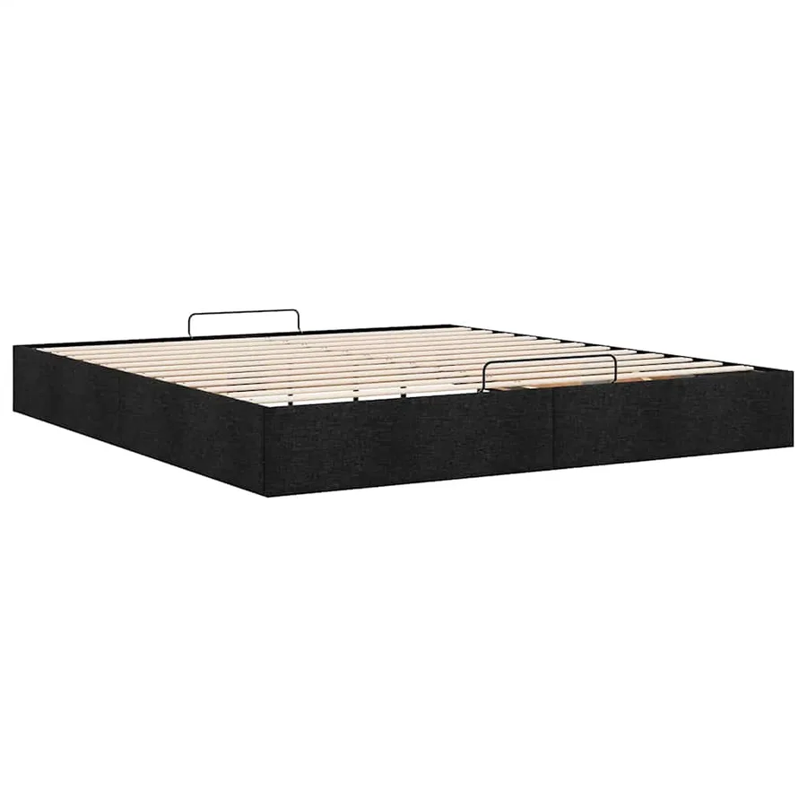 Cadre de lit ottoman sans matelas noir 180x200 cm tissu - 9