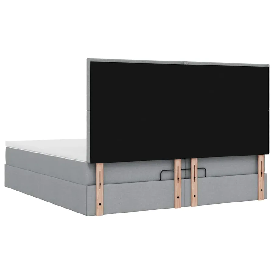 Cadre de lit ottoman et matelas gris clair 200x200cm tissu - 11