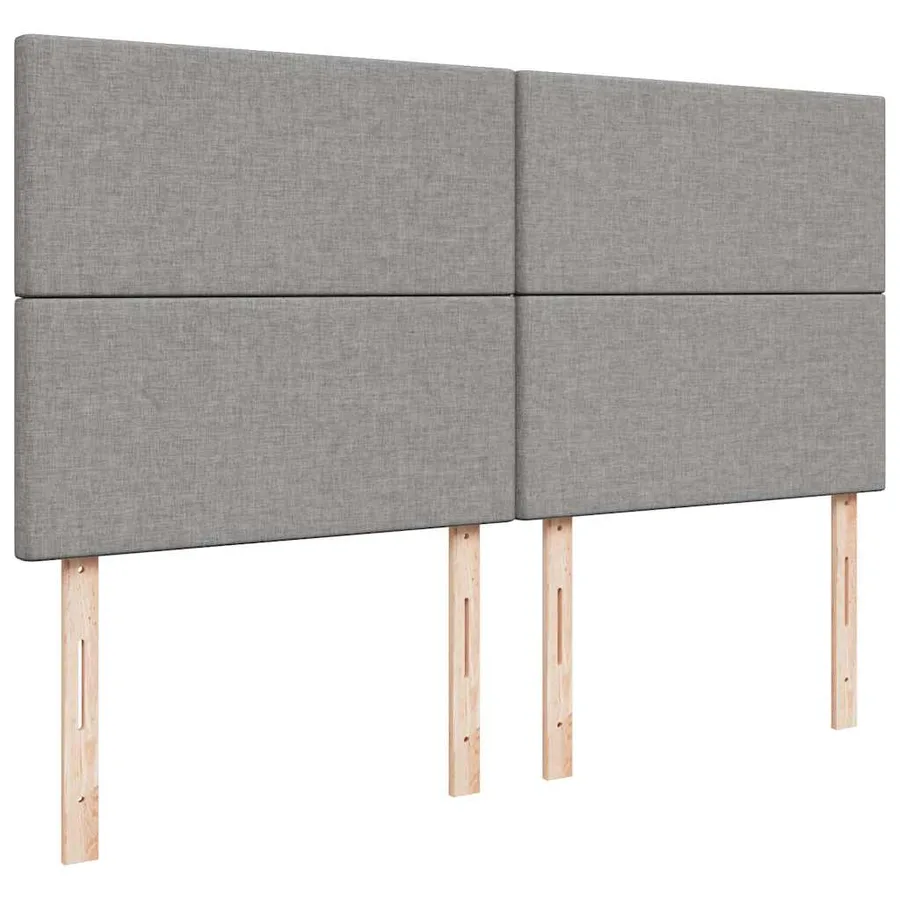Cadre de lit ottoman et matelas gris clair 200x200cm tissu - 9