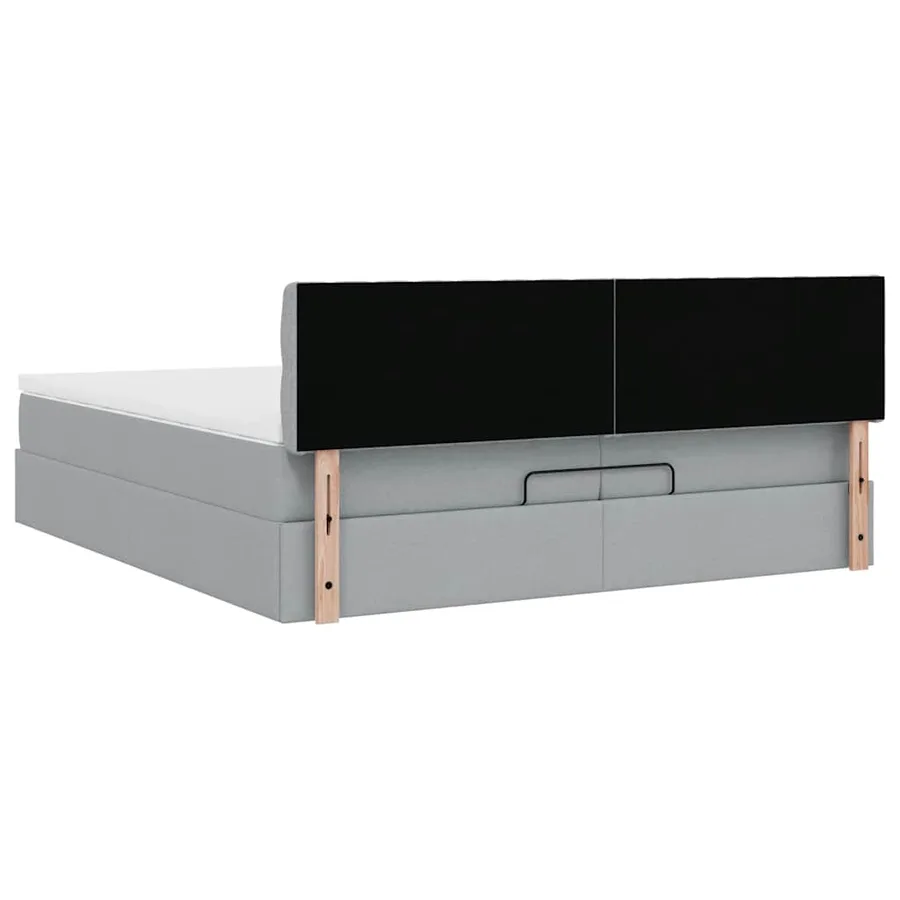 Cadre de lit ottoman avec matelas gris clair 200x200 cm tissu - 11