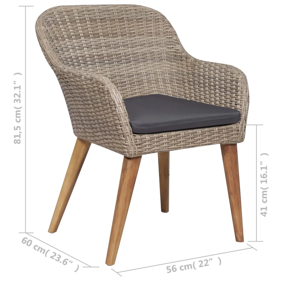 Ensemble à manger de jardin 7 pcs Marron - 11