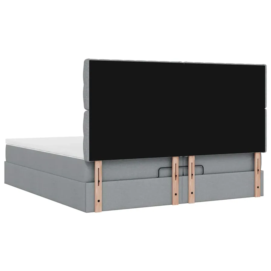Cadre de lit ottoman avec matelas gris foncé 200x200cm tissu - 11