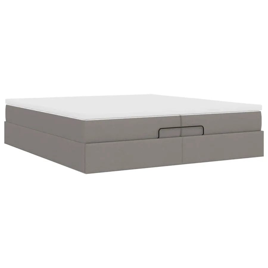 Cadre de lit ottoman avec matelas taupe 200x200cm tissu - 10