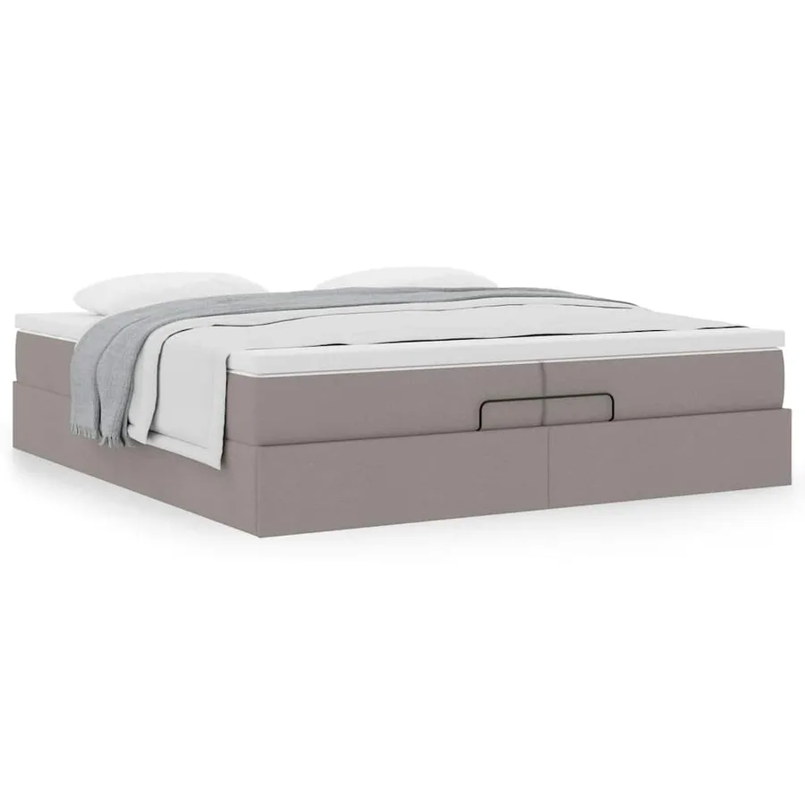 Cadre de lit ottoman avec matelas taupe 200x200cm tissu - 4