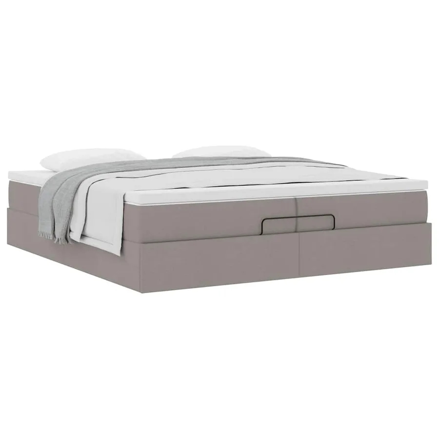 Cadre de lit ottoman avec matelas taupe 200x200cm tissu - 5