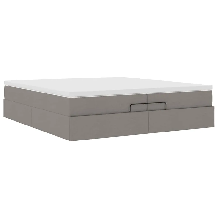 Cadre de lit ottoman avec matelas taupe 200x200cm tissu - 6