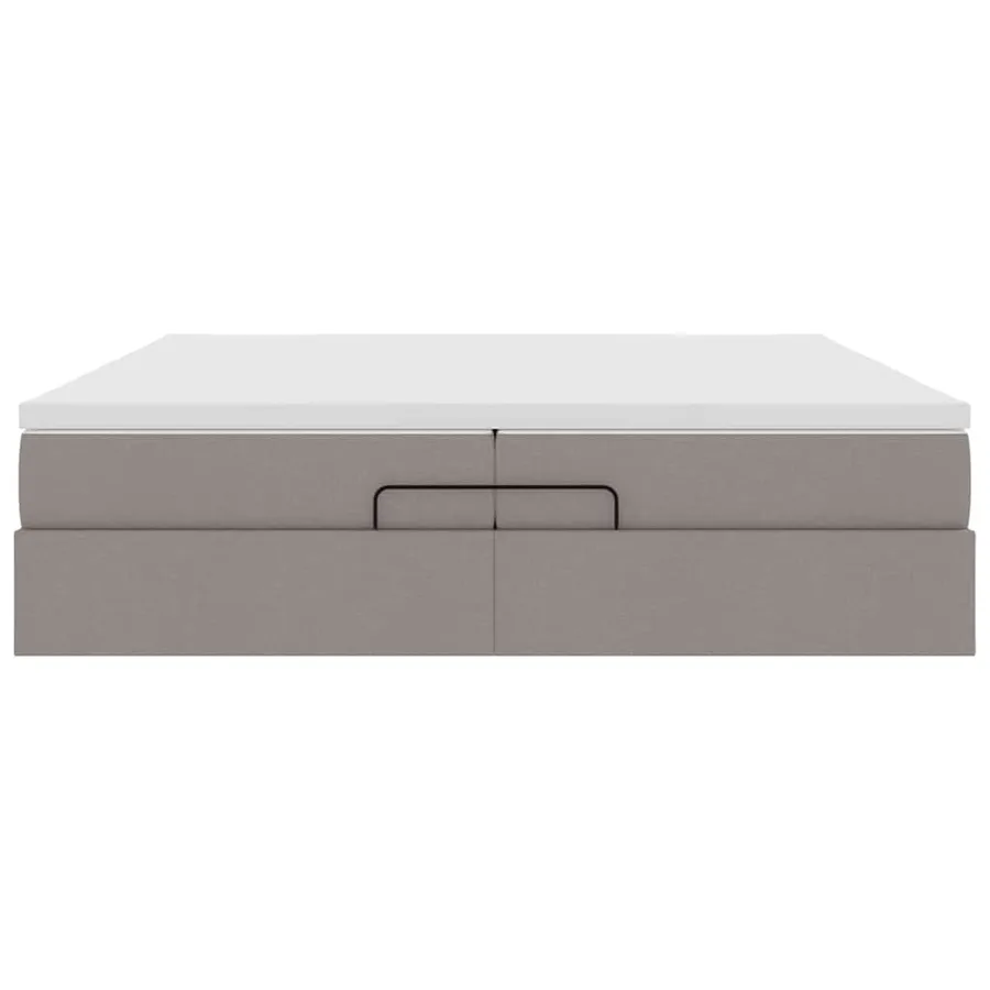 Cadre de lit ottoman avec matelas taupe 200x200cm tissu - 7