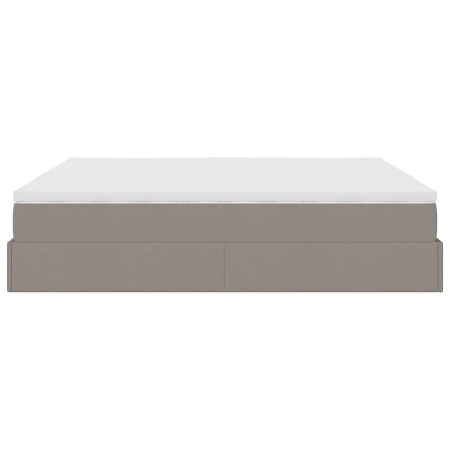 Cadre de lit ottoman avec matelas taupe 200x200cm tissu - 9